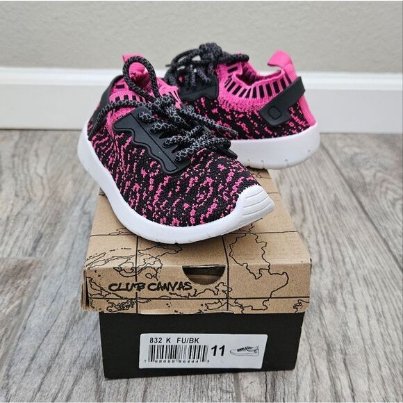 Club Canvas Pink and Black Sock Shoes Size 11T - Picture 12 of 12